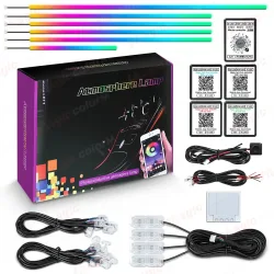 MAGIC COLORM, 18-in-1-LED-Auto-Umgebungslichter 213, 64 Farben, RGB Symphony Streamer, Bluetooth, Regenbogen-Innenraum, Acrylstreifen, Atmosphärenlampen-Set