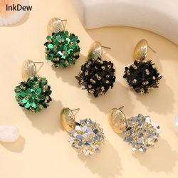 INKDEW Blütenblatt Perlen Große Runde Tropfen Ohrringe Für Frauen Lange Ohrringe Handgemachte Mode Schmuck Geschenk boho EA153