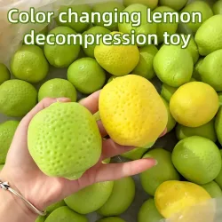 Handgefertigter knuspriger Zitronen-Stressball, farbwechselnder Mango-Squishy-Fidget-Ball, ASMR sensorisches Stressabbau-Spielzeug