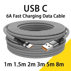 USB Typ C 6A Super-Ladekabel Für Huawei USB C Erweiterte 1m 2m 3m 5m 8-Meter Kabel Für Xiaomi Vivo Leeco OnePlus Oppo