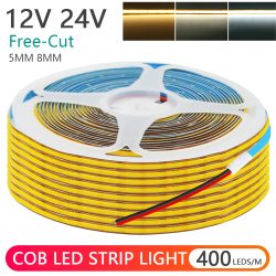 5mm 8mm PCB COB LED Streifen Licht 12V 24V Free Cut 400LEDs/M Hohe Dichte flexible Band 2PIN Draht Home Decor Warm Natürliche Weiß