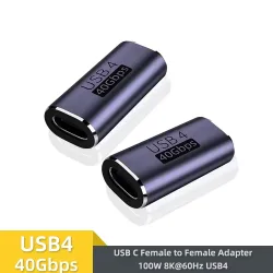 USB4.0 Thunderbolt3 40 Gbit/s Typ C Buchse auf Typ C Buchse Koppler Adapter für Super Schnellladegerät Datenübertragung 8K 4K Videokabel