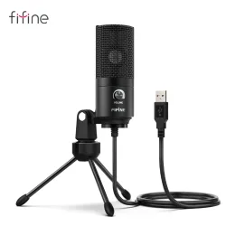 FIFINE USB-Kondensatormikrofon mit Verstärkungsknopf, Metall-Aufnahmemikrofon für Heimstudio, Podcasting, Voice-over, Laptop, Windows -K669