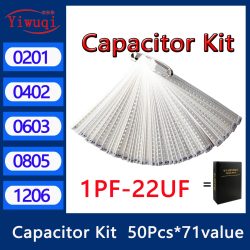 Kondensatorsatz 0201 0402 0603 0805 1206 SMD Kapazitätspaket jeder Wert * 50 Stück Musterset Kondensator 1nf 10nf 100nf 1uf 10uf 22uf