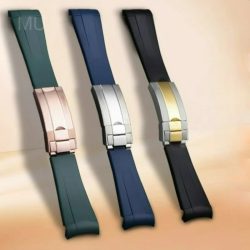 Für Rolex Silikon-Uhrenzubehör Original GMT Black Submariner Green Submariner Uhrenarmband mit gebogener Schnittstelle 20 21 mm