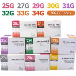 100 Stücke 25G 27G 29G 34G 33G 32G 31G 30G Schmerzlose Kleine Superfeine Schönheit Nadel Einweg Injektion Piercing Nadeln 1,5/4/6/13mm