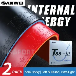 Sanwei T88-3 Tischtennis-Gummis, Doppel-Set, halbklebender, elastischer, schnell anhebbarer Ping-Pong-Gummi mit feiner Steuerung