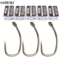 Hirisi 8030 50 Stück PTFE-beschichtete Angelhaken aus Hochkarbon-Edelstahl Rostfrei Scharfe Spitze mit Öse für Angelzubehör