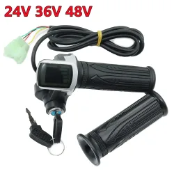 24V 36V 48V 1 Paar Elektroroller Fahrrad Gasdrehzahl Einstellgriff mit Schlüsselschloss Display Teilt LCD-Griff