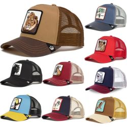 Tier-Baseball-Cartoon-Stickerei-Truckermütze: Schwarzer Panther, Tiger, Wolf ? Leichte und verstellbare Mesh-Kappe