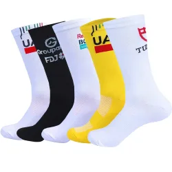 Neue weiße UAE Team FDJ Radsocken, rutschfeste Fußballsocken, gepolstert, atmungsaktiv, für Laufen, Basketball, Fahrrad, Sport, Grip-Socken