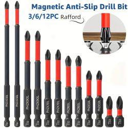Magnetisches rutschfestes Bohrer-Set, 3/6/12-teilig, S2-Stahl, Kreuzschlitz- und Schlagbohrer, geeignet für Elektro- und Handschrauber