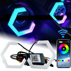 12V 24V 2PCS LED Angel Eyes Hexagon Halo Ringe mit Blinker für R15 V2 V3 KTM Rc 390 MT 15 Modifikation