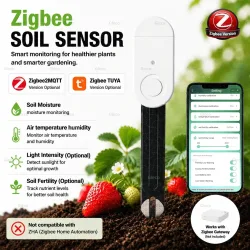 Zigbee Bodensensor, Feuchtigkeits- und Temperaturmessgerät, Fruchtbarkeits- und Lichttester für Tuya Smart Life Z2M Home Assistant Automation