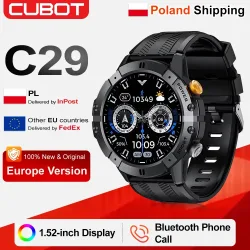 [Versand aus Polen] Smartwatch CUBOT C29, 1,52-Zoll-Bildschirm, 1 ATM wasserdicht, Sportuhr, 410 mAh Akku, Bluetooth-Anrufe, Herzfrequenz- und 24-Stunden-Gesundheitsüberwachung