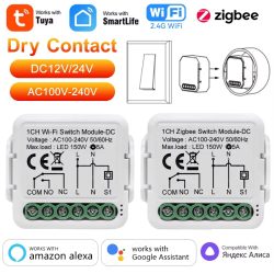 Tuya ZigBee WiFi Smart Switch Modul Trocken Kontakt DC 12/24V AC 100-240V Smart Home DIY Breaker Relais Arbeit mit Alexa Google Alice