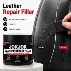 JOKJOK Lederreparaturfüller, 30 ml, schwarze PU-Vinylpaste für Autositze, Sofas, Schuhe, zum Ausbessern von Kratzern, Rissen, Schrammen und Löchern