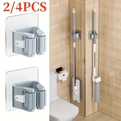 Wandregal für Zuhause, Badezimmer-Duschhalterung, Aufbewahrung, spurloser Haken, Mopp-Organizer, wasserdichter Besenhalter