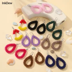 INKDEW Neue Mode Wasser Tropfen Ohrringe für Frauen Facettierte Perlen Handgemachte Kristall Große Lange Ohrringe Schmuck Vintage boho EA004