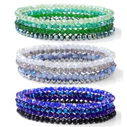 4 Teile/satz Shinning Kristall Perlen Elastische Armband Böhmischen Facettierte Bunte Kristall Glas Perlen Armband Armreifen Set Für Frauen