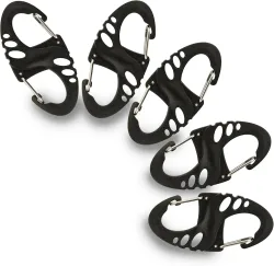 5 Stück Mini-Karabinerhaken für Reißverschluss, kompakte Schnalle, Schlüsselanhänger, Kunststoff, Doppelfeder, Karabinerhaken, Schlüsselanhänger, Outdoor, Camping, Wandern, Werkzeug