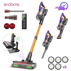 Erabros EV7 Kabelloser Staubsauger, 70KPa Saugkraft, 550W Motor, 70 Min. Laufzeit, Ladestation, Stabstaubsauger mit Aromadesign