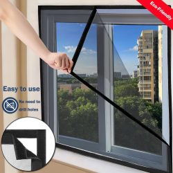 Schwarzes Fenster-Moskitonetz, selbstklebend, Anti-Mücken-Fenstergitter, Netz, Anti-Insekten-Luft-Tüll, unsichtbare Mücken und Fliegen
