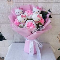Hello Kitty Cartoon Plüschstrauß Anime Rose Blumen Puppe Zuhause Hochzeitsdekoration Weihnachten Valentinstag Geschenk