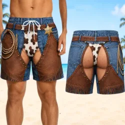Herren Safari Cargo Badeshorts Leopardenmuster Lustig 3D-Gedruckt Strandshorts mit Kordelzug Schnelltrocknende Boardshorts für den Sommerurlaub