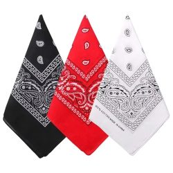 Hip Hop Cowboy Paisley Schal Großer Bandana-Kopf Quadratischer Schal Herren Damen 55x55cm Schwarz Rot Weiß