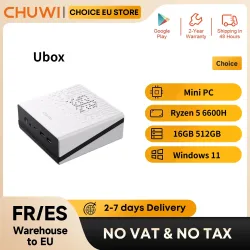 CHUWI UBox Mini-PC AMD Ryzen 5 6600H 16 GB DDR5 512 GB SSD Windows 11 Pro 4K 144 Hz Deknahme WiFi 6 BT 5.2 Extend M.2 1T*2 650 g