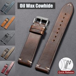 18mm 20mm 22mm Vintage Öl-Wachs-Leder Uhrenarmband 19mm 21mm 24mm Universal Genähtes Rindsleder-Armband für Seiko für Omega Uhrenband
