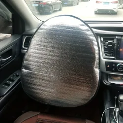 Auto Lenkrad Sonnenschutz Doppel Dicker Sonnenschutz Faltbar Anti-UV Sonnenschutz Autozubehör Auto Lenkradbezug Silber