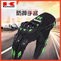 Kawasaki Sommer Atmungsaktive Vollfinger-Motorradhandschuhe Rutschfeste Verschleißfeste Motocross-Rennhandschuhe