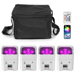 U'King 4PCS RGBWA+UV LED Par Licht mit Tasche 6x18W DMX Bühnenlicht Wiederaufladbare Eingebaute Batterie Drahtlose Par Licht Färben Licht