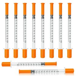 100/50er-Pack 0,5/1ml Spritzen mit Nadeln, einzeln verpackt für Labor- und Tierbedarf