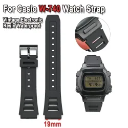 19mm Silikon Für Casio W-740 Armband Armband Sport Wasserdicht Männer Frauen Armband Harz Schwarz TPU Handgelenk Ersetzen zubehör