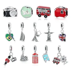 Original 100% 925 Sterling Silber Charm Bead Reise Taxi Motorrad Riesenrad Charms Fit Pandora Armbänder Frauen Diy Schmuck