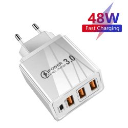 48W 3USB Schnelle Ladegerät Typ C QC 3,0 Tragbare Wand Ladegerät PD Schnelle Ladung EU/Us-stecker Für Samsung Huawei Xiaomi Telefon Wand Adapter