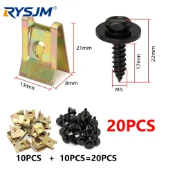 20pcs Mixed car Metal Screws Self-Tapping Fasteners Clip U Clip Car Fender Bumper Phillips Head Screws Fit For BMW
