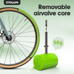 CYCLAMI, CYCLAMI Verbesserte Metallventil-Schlauchreifen für Rennräder und Mountainbikes, 29 Zoll, TPU, 700x32-47C, FV 60mm, mit herausnehmbarem Ventilkern