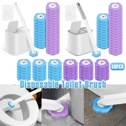 Einweg-Ersatzkopf für Reinigungsset mit neuer WC-Bürste, verlängertem Griff, automatischem Deckelöffner und Reinigungspads. Hygienisch und praktisch für Badezimmerreinigung zu Hause, im Büro oder