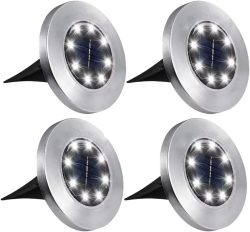 4 Stück 8 LED Solar Power Disk Licht Outdoor Garten Solar U-Licht Deck Licht Scheinwerfer vergrabene Solar-LED-Lampe