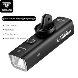 TOSUOD Fahrrad-Frontlicht, 1500 Lumen, 4800 mAh, Fahrradlicht, wasserdicht, USB-Aufladung, IPX6 wasserdicht, Fahrradlampen-Zubehör
