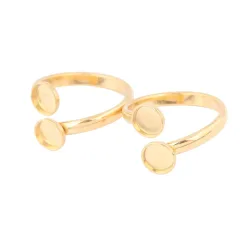 10 Stück Edelstahl verstellbare Doppellünette Ringbasis vergoldet passend für 6 mm Cabochon Ringfassung Rohlinge Diy Schmuckzubehör