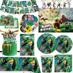 Abenteuerspiel Zeldaa Geburtstag Party Dekoration Geschirr Tischdecke Tasse Teller Serviettentasche Babyparty Legende Spiel Partygeschenke