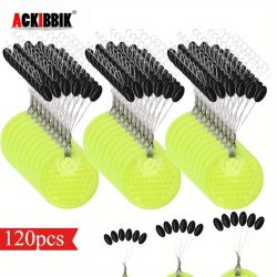Ackibbik 120 Stück Angel-Bobber-Stopper, Angelzubehör, Silikon-Raumbohnen, olivförmiges Angelwerkzeug, Fisch-Bobber-Werkzeuge