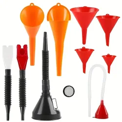 Kunststoff-Trichter-Set für Kraftstoff und Öl mit breiter Öffnung, vielseitig einsetzbar, flexible rechtwinklige Trichter für Wasser, Kühlmittel und Motoröl