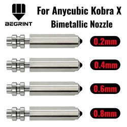 Bimetall-Düsen für Anycubic Kobra X Combo Schnellwechsel-Hotend-Düse Gehärteter Stahl 0,2/0,4/0,6/0,8mm Kobra X 3D-Drucker-Teile
