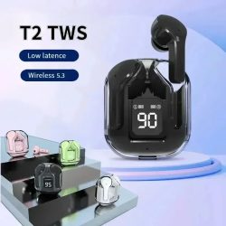 T2 tws drahtloses Bluetooth-Headset transparente Kopfhörer enc Power Digital anzeige Stereo-Sound-Kopfhörer für alle Smartphones
